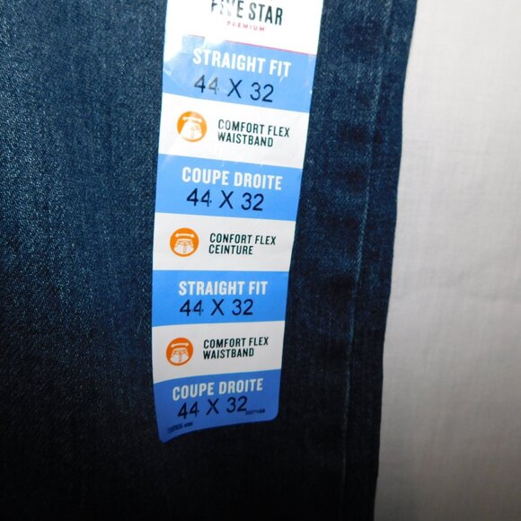Wrangler Mens 44 x 32 Five Star Performance Flex Straight Fit Dark Wash Jeans - Picture 3 of 10